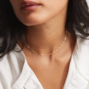 Dainty Paperclip Chain Necklace Gold